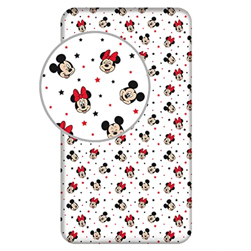 Disney Spannbettlaken Motiv Mickey und Minnie Maus Stars Sterne für Einzelbett 90 x 200 cm + 25 cm, 100% Baumwolle von Jerry Fabrics