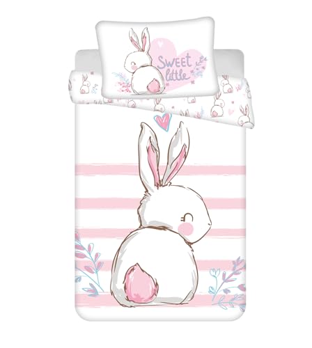 Jerry Fabrics Baby Bettwäsche Bunny rosa mit Hase 100x135 + 40x60 cm von Jerry Fabrics