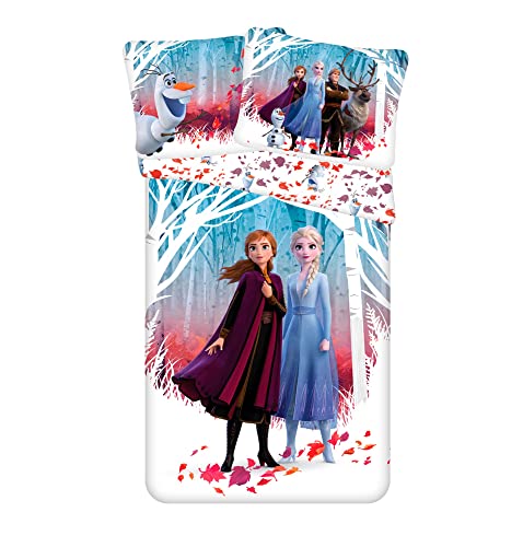 Jerry Fabrics Disney Frozen 2 Leaves - Juego de Cama para Niños, Funda de Edredón 140 x 200 cm y Funda de Almohada 70 x 90 cm, Microfiber von Jerry Fabrics