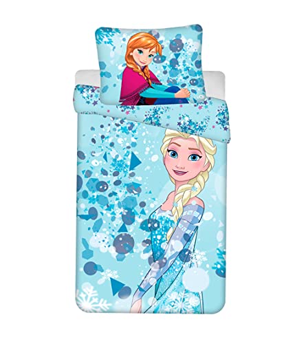 Jerry Fabrics Disney Frozen Hellblau mit Glitzereffekt für Kinder, Bettbezug 140 x 200 cm und Kissenbezug 70 x 90 cm von Jerry Fabrics