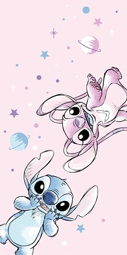 Jerry Fabrics Disney Stitch Strandtuch für Kinder, 70 x 140 cm, leichtes Mikrofaser-Polyester, schnell trocknendes Handtuch für Strand, Pool oder Bad, lebendiges Lilo- und Stich-Design, Handtuch für von Jerry Fabrics