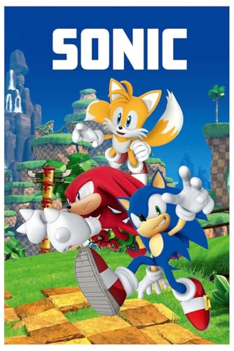 Jerry Fabrics Fleecedecke Tagesdecke Kuscheldecke Sonic Knuckels Miles Prower Videospiel 100 x 150 cm 100% Polyester von Jerry Fabrics