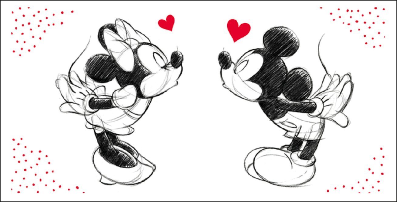 Jerry Fabrics Handtücher Minnie & Mickey in Love Duschtuch Strandtuch Badetuch 70 x 140 cm von Jerry Fabrics