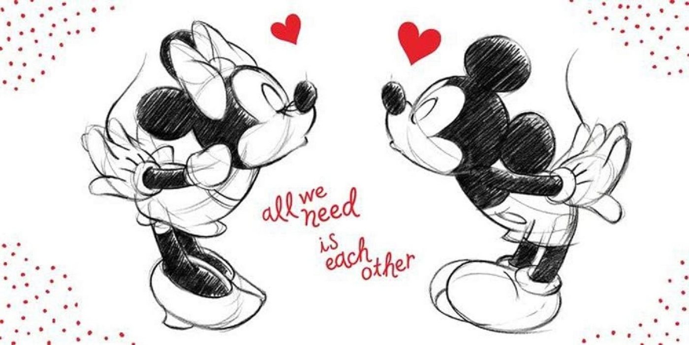 Jerry Fabrics Handtücher Minnie & Mickey in Love Duschtuch Strandtuch Badetuch 70 x 140 cm von Jerry Fabrics