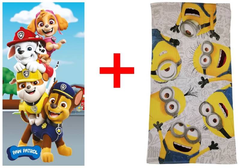 Jerry Fabrics Handtücher Paw Patrol Minions Handtuch Strandtuch 70x140cm 2er-Set, Frottee (1-St) von Jerry Fabrics
