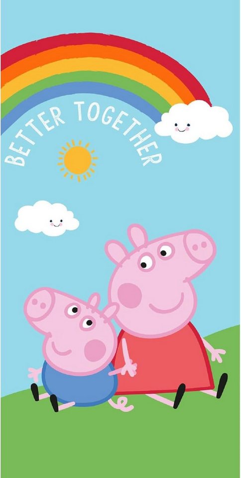 Jerry Fabrics Handtücher Peppa Pig Wutz Duschtuch Badetuch Strandtuch Velourstuch 70 x 140cm von Jerry Fabrics