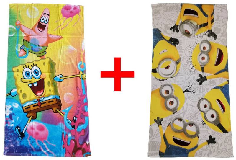 Jerry Fabrics Handtücher SpongeBob Schwammkopf Minions Handtuch 70x140cm 2er-Set, Frottee (1-St) von Jerry Fabrics