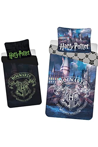 Jerry Fabrics Harry Potter Bettwäsche Set Leuchte tim dunkeln Wappen und Schloss 140x200 cm von Jerry Fabrics