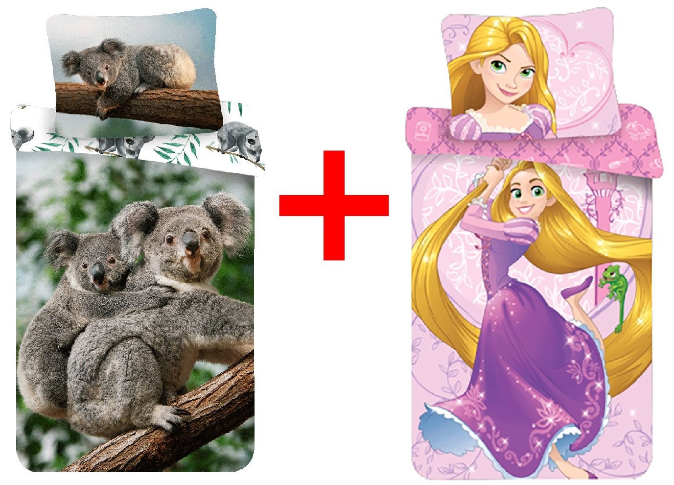 Jerry Fabrics Kinderbettwäsche Koalas + Rapunzel, 2 x Bettwäsche-Sets 140x200 cm Tier Prinzessin, Renforcé, 2 teilig Jerry Fabrics Kinderbettwäsche Koalas + Rapunzel, 2 x Bettwäsche-Sets 140x200 cm Tier Prinzessin, Renforcé, 2 teilig von Jerry Fabrics