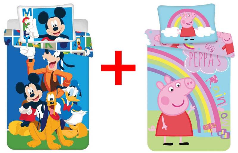 Jerry Fabrics Kinderbettwäsche Micky Maus Peppa Wutz 2er-Set Schwein Kinderbettwäsche 100x135cm, Renforcé, 2 teilig Jerry Fabrics Kinderbettwäsche Micky Maus Peppa Wutz 2er-Set Schwein Kinderbettwäsche 100x135cm, Renforcé, 2 teilig von Jerry Fabrics