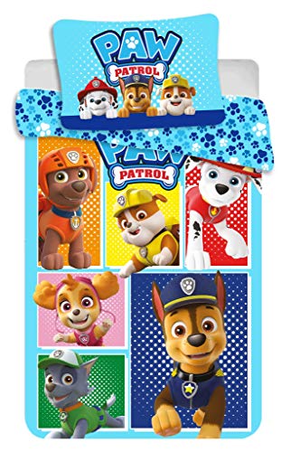 Paw Patrol Babybettwäsche Kinderbettwäsche 100x135 cm Bettdecke + 40 x 60 cm Kopfkissen-Bezug 100% Baumwolle von Jerry Fabrics