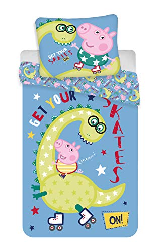 JF Bettwäsche Peppa Pig – George Dinosaurier – Bettbezug 140 x 200 cm + Kissenbezug 70 x 90 cm von Peppa Pig