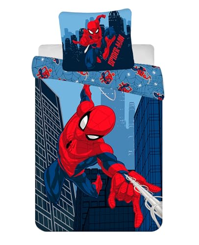Jerry Fabrics Spider-Man Blue 08" Kinderbettwäsche Bettbezug 160 x 200 cm und Kissenbezug 70 x 80 cm 100% Baumwolle von Jerry Fabrics