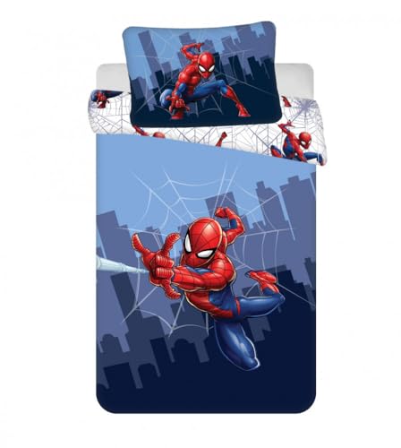 Jerry Fabrics Spider-Man Spinnennetz Kinderbettwäsche 100×135 cm, 40×60 cm, JFK034811 von Jerry Fabrics