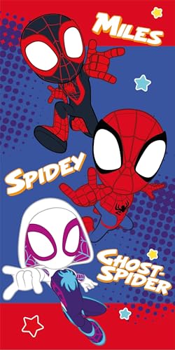 Jerry Fabrics Spidey and His Amazing Friends Strand- und Badetuch, 70 x 140 cm, leichtes Polyester-Handtuch für Kinder, schnell trocknend und bunt, perfekt für Strand, Pool oder Baden von Jerry Fabrics