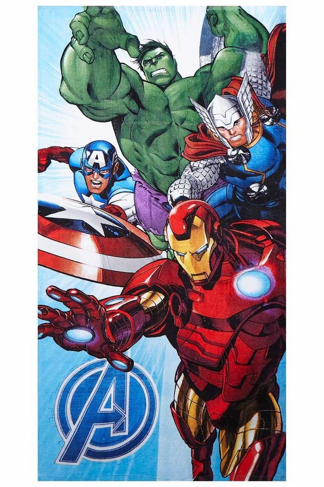 Jerry Fabrics Strandtücher Marvel Avengers Handtuch Captain America Hulk 70x140 cm, Baumwolle, Frottee (1-St) von Jerry Fabrics