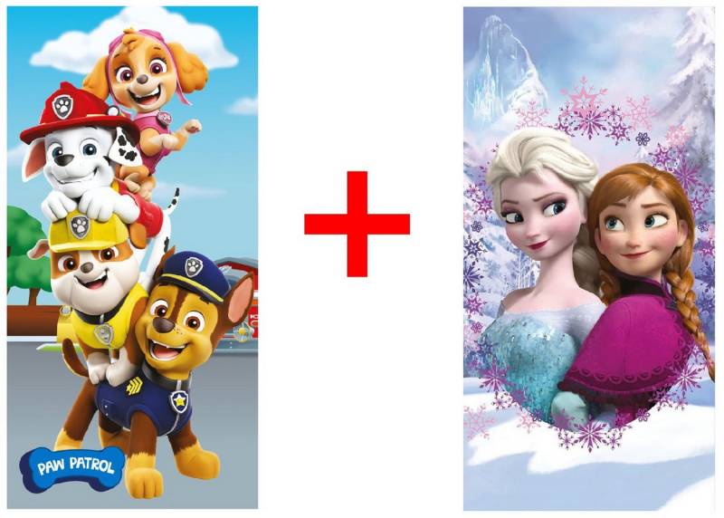 Jerry Fabrics Strandtücher Paw Patrol Frozen Anna und Elsa Handtuch 70x140cm 2er-Set, Frottee (1-St) von Jerry Fabrics