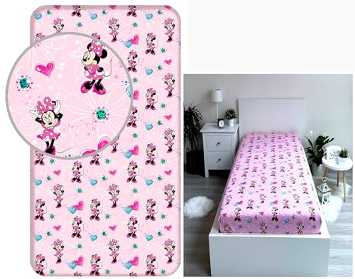 Jerry Fabrics Minnie Mouse Spannbetttuch Spannbettlaken Bettlaken 90 X 200 cm von Jerry Fabrics