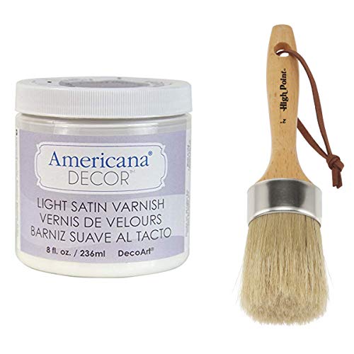 DecoArt Americana Décor Chalky Flat Finish Paint and Metallic Wax and 5,1 cm Chalk Wax Finishing Paint Brush Set Varnish Light Satin von Jerry's Artarama