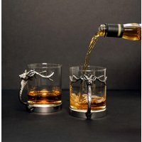 Silber Hirsch Whiskygläser Whisky Geschenke Für Ihn Gravur Geätztes Whiskyglas Vatertagsgeschenk Vatertagsbecher Jagdbecher von JerseyArtGlass