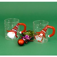 Weihnachtskaffeetasse Gemalter Wichtel-Glas-Kaffeebecher-Designs-Zwerg-Becher-Kaffee-Bar-Dekor-Weihnachts-Zwerg-Weihnachtsgeschenke Für Mutter von JerseyArtGlass