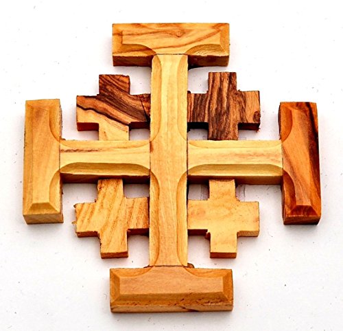 Jerusalem Olivenholzkreuz Made in Bethlehem (Größe L/8 x B/8 cm) von Jerusalem