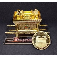 Bundeslade Modell Land Der Bibel Geschenk 11cm Sockel Auf 7 cm Höhe + Arche Medaille Münze von Jerusalemlegacy