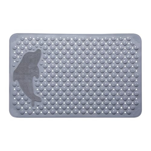 Badematte, rutschfester Badteppich, Massage-Duschmatte, strukturiertes Fußbürsten-Design, maschinenwaschbar, 70 x 34 cm, grau, ideal für Badezimmer- oder Küchenböden von Jeruytgh