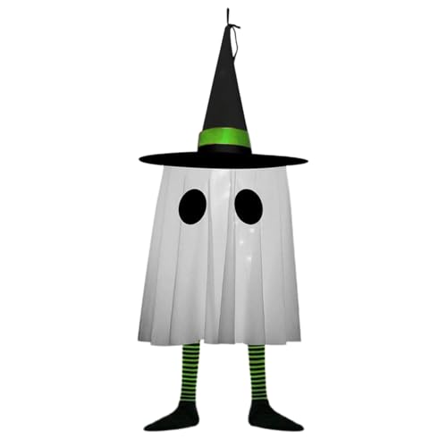 Geister Mit Hexenhut, Halloween Ghosts Ornament LED, Glühender Geisteranhänger, Mysteriöse Leuchtende, Bequeme Batterie, 20x20x60 cm, Für, Baum, Hof Und Indoor -Feiertags -Setup von Jeruytgh