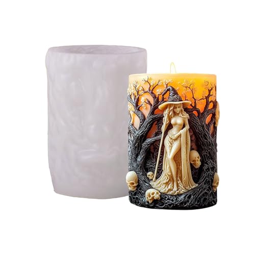 Halloween Hexenkerzenformen Mit Flexibles Design, 7,5Halloween-Hexen-Kerzenformen Mit Flexiblem Design, 7,5 X 10,5 Cm, Silikonguss Für Heimdekor, Gruseligx10,5 Cm, Silicon Home Decor Casting, Gruselig von Jeruytgh