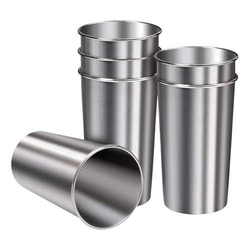 Jeruytgh Edelstahl-Trinkbecher - 6 Weingläser | Unzerbrechliche Becher, 600ml Stapelbar Für Schule Outdoor Abenteuer Familie Picknick von Jeruytgh