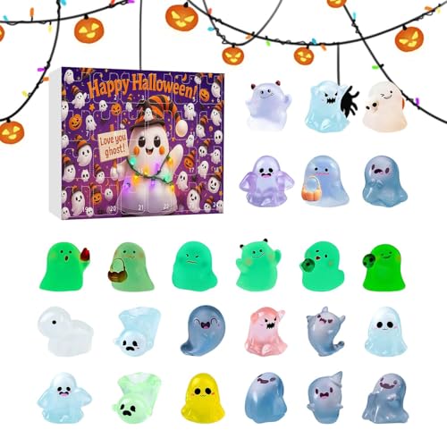 Jeruytgh Halloween Geist - 24 Tage Grusel Kalender Mit Miniatur Figuren - Sammel Festliche Feiertags Wohndekoration - Für Erwachsene Und Kinder von Jeruytgh