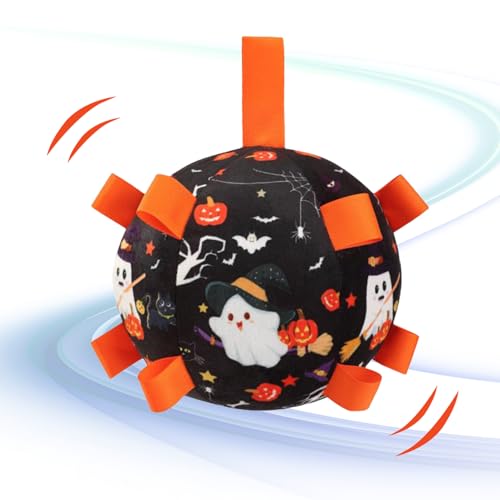 Jeruytgh Hundebälle | Halloween Interaktiver Fußball Für Haustiere,Mit Glockenton Interaktives Hundespielzeug Für Apportieren Jagt Training Bewegung Indoor Outdoor Spiel von Jeruytgh