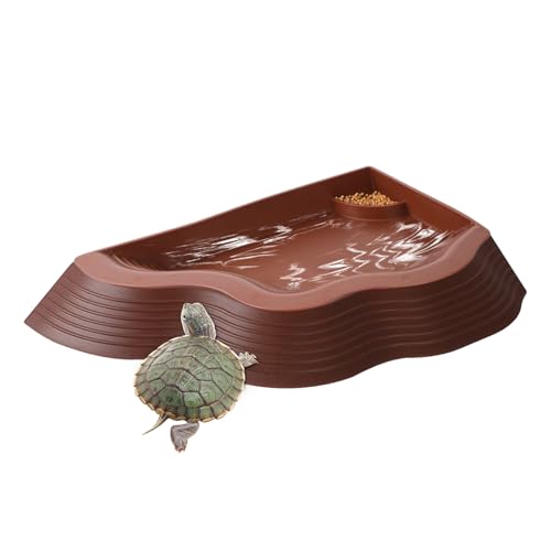Jeruytgh Schildkrötenpool, Reptilienfreundliche Stabilität, 33 X 22 X 3,5 cm, Reptilienbadetool, Schildkrötenwasserschale, Modulares Split-Design, Für Aquarium Und Terrariumdekoration von Jeruytgh