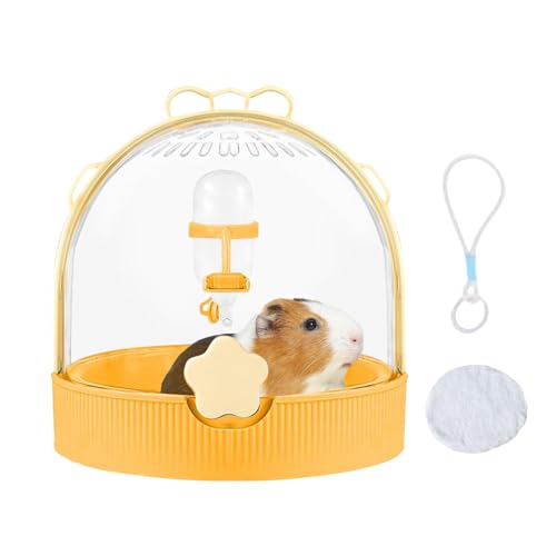 Klein-Tier-Träger Mit Eingebauter Wasserflasche, 18,2X18X18 cm, Tragbarer Reisemamster-Käfig, Atmungsaktiver Haustierkoffer, Sicherer Schließung, Für Rennmäuse, Vogel, Chinchilla, Igel von Jeruytgh