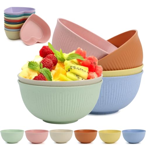 6STÜCK Bowl Müslischalen + 10STÜCK Mini Dip Schälchen Servierschalen, Müslischalen/Salatschalen, leicht Unzerbrechliche Müslischalen Obstschale für Suppen, Müsli, Nudeln Mikrowelle Spülmaschinenfest von Jerxiero