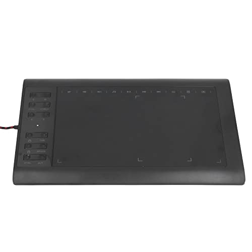 Jerys Grafik-Zeichenpad, 5080 LPI Digital Art Tablet 8192 Stufen Druckempfindlichkeit Ultradünne Multifunktionale Shortcut-Taste für Laptop-Desktop für Tablet (Schwarz) von Jerys