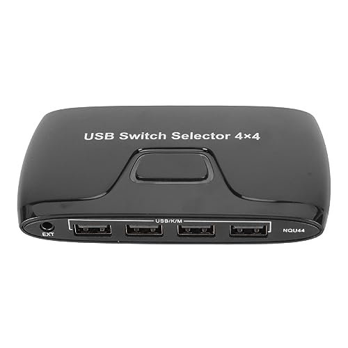 Jerys 4x4 USB-Wahlschalter, Kompakter KVM-Switch mit Stabiler Verbindung, 4 Computer, die 4 USB-Geräte Gemeinsam Nutzen, USB 2.0-Multi-Device-Sharing für Drucker von Jerys