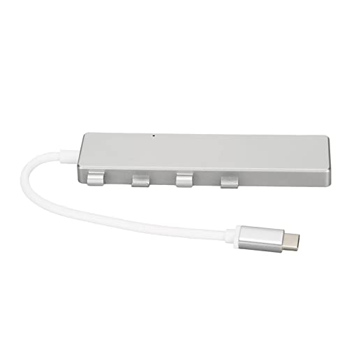 Jerys auf-USB-Hub, Vier Anschlüsse, 1 -Stromanschluss, Hub, Multiport-Adapter, Hochgeschwindigkeitsübertragung, Tragbar für Laptop (Silber) von Jerys