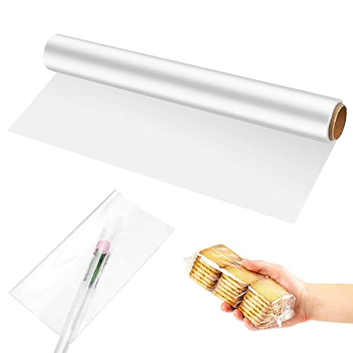 Geschenkfolie Transparent, 40CM x 30M Folie Geschenkpapier Transparent, Zellophanfolie, Klarsichtfolie Geschenkfolie Geeignet zum Verpacken von Geschenkkörben Süßigkeiten Snacks Geschenken Blumen von Jesdavan