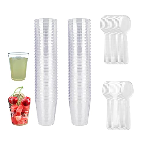 Jesdavan Dessertschalen Plastik 50PCS, 90ML Mini Desserttassen Fingerfood Schalen, Mehrweg Dessertbecher Dessertgläser Klare Wiederverwendbare für Mousse Pudding Eiscreme Desserts (8 x 5 cm) von Jesdavan