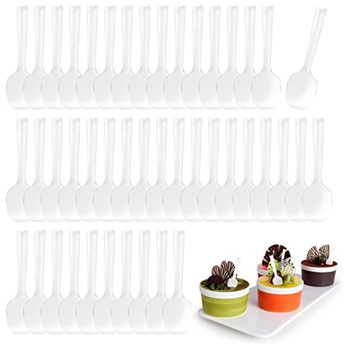 Plastiklöffel, 200 Stück Plastiklöffel Klein, Suppenlöffel Plastik, Wiederverwendbar Plastik Löffel, Eislöffel Plastik, Eierlöffel Kunststoff, Kaffeelöffel Plastik Geeignet für Kuchen Pudding Mousse von Jesdavan