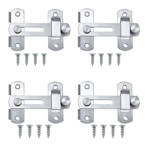 Türriegel Edelstahl, Schieberiegel, 4 pcs Schiebeschloss, Tür Riegel, Riegel & Bolzen für Türschlösser, Einsetzbar für Schiebeschloss mit Riegel für Türen, Fenster, Tiertüren, Gartentüren(4) von Jesdavan