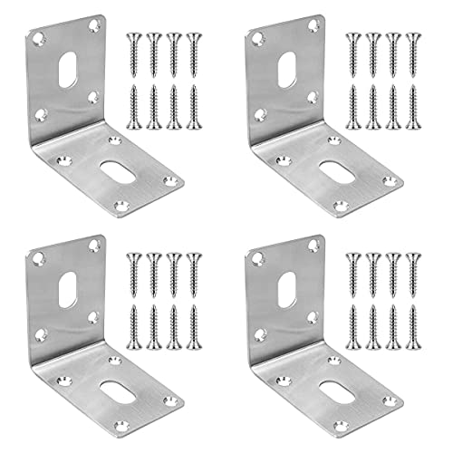 Winkelverbinder Edelstahl, 4 Stücke 90 Grad Edelstahl Winkel, Winkelverbinder 70x70x55 Winkel Edelstahl Balkenwinkel mit Schrauben für Gartenhäuschen Carport Hochbeet Werkbank von Jesdavan