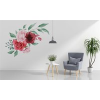 Pfingstrose Set Wandtattoo, Florale Tapete Home Dekor Aufkleber, Pfingstrosen Vinyl, Blumen Wandaufkleber, Aquarell Aufkleber von JeshkaDeal