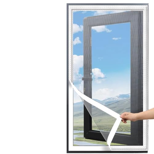 80x185cm Weiß Selbstklebendes Fliegengitter Fenster - Insektenschutz mit Klettband von Jespeed