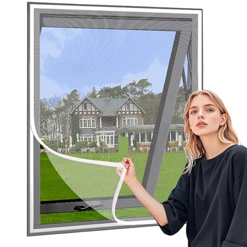 Flammhemmendes Fliegengitter 80x120cm aus Polyester - Insektenschutz für Fenster und Türen ohne Bohren von Jespeed