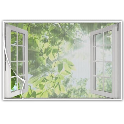 Fliegengitter Balkon Fenster 110x100cm, Insektenschutz Mückengitter Waschbares, Kein Stanzen Erforderlich für Küche Wohnzimmer Schlafzimmer, Weiß A von Jespeed