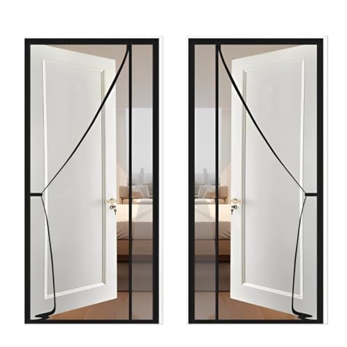 Robuste Magnet-Fliegengittertür – Heavy-Duty-Mesh, selbstschließend, freihändige Nutzung Schwarz 175x225cm von Jespeed