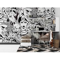 3D Abstrakte Geister-Graffiti-Tapete - Kinderzimmer-Tapete, Abnehmbare Tapete Wandgemälde Zum Abziehen Und Aufkleben, Spielzimmer-Tapete von JessHomeDecor